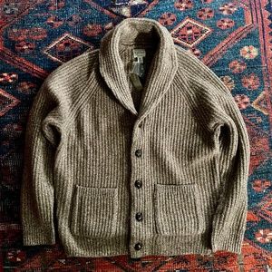 NWT J Crew Rugged Merino Wool blend Shawl Cardigan Sweater in m/l
